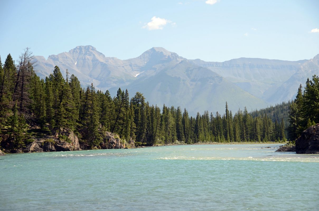 38 Bow River And Mount Inglismaldie And Mount Girouard From Banff Bow Falls In Summer